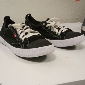 Levi's Black Canvas Sneakers with White Sole
